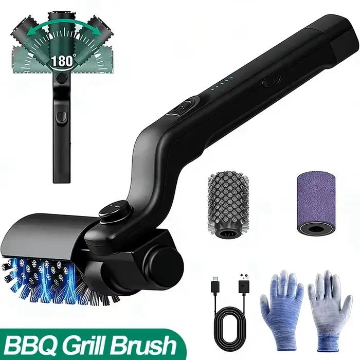 Brosse de nettoyage pour barbecue électrique à 3 vitesses, 180° °   Nettoyeur de gril réglable pour 