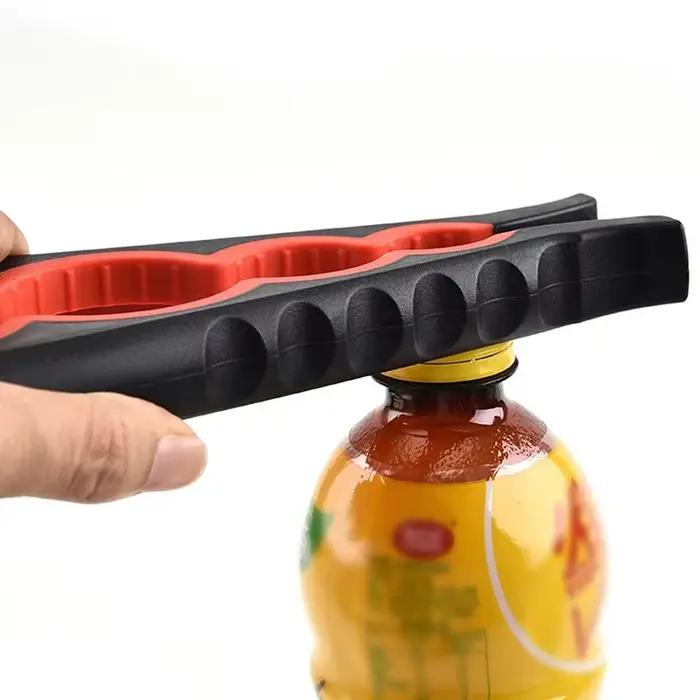 Ouvre-boîte antidérapant multifonctionnel, quatre en un, ouvre-bouteille de boisson, bouchon Twister