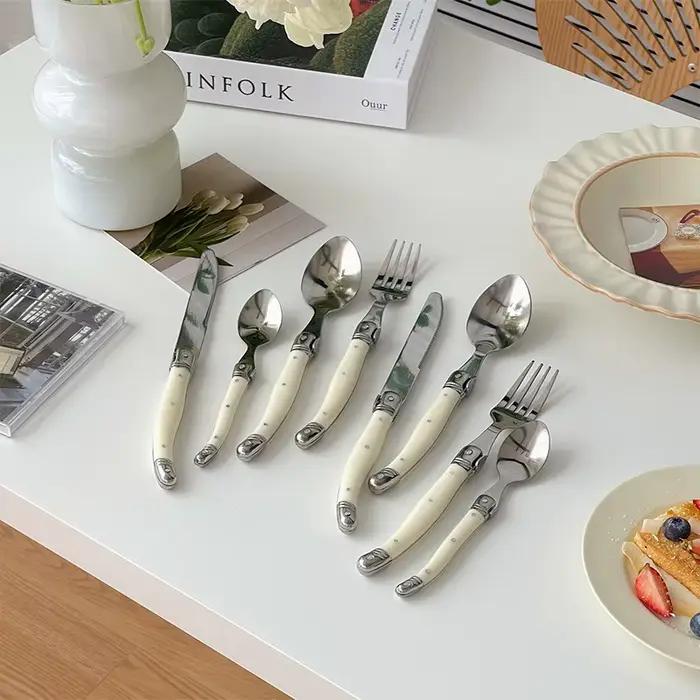 Laguiole – ensemble de couverts, couteau à Steak, fourchette, cuillère à dîner, cuillère à café, cou