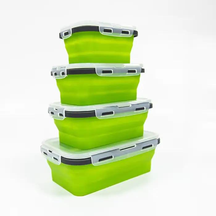 Boîte à déjeuner pliante en Silicone, 1 pièce, carrée de qualité alimentaire, Portable, four à micro