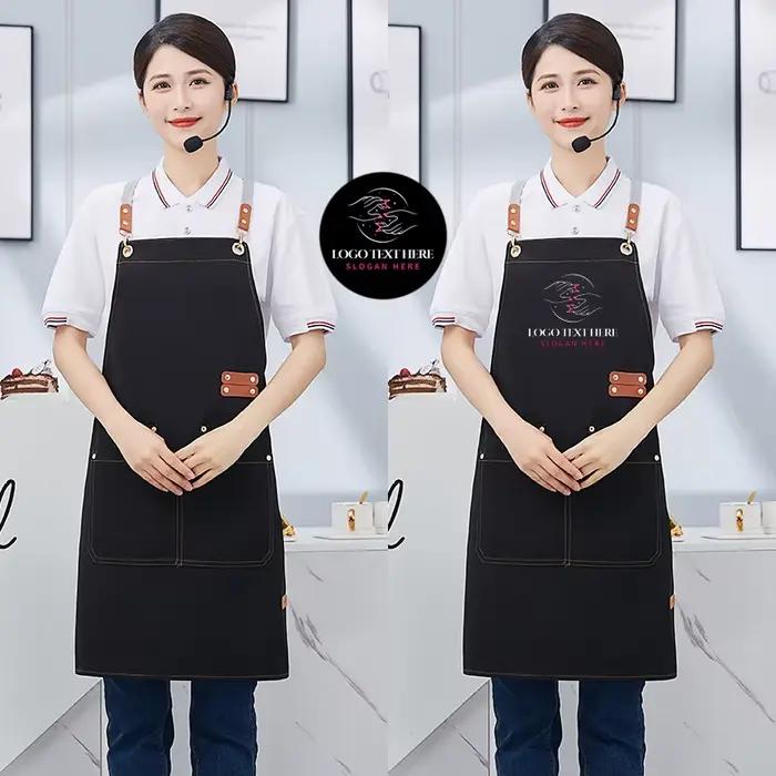 Tablier personnalisé Logo Design travail serveur tablier imperméable bulle café BBQ boutique Salon d