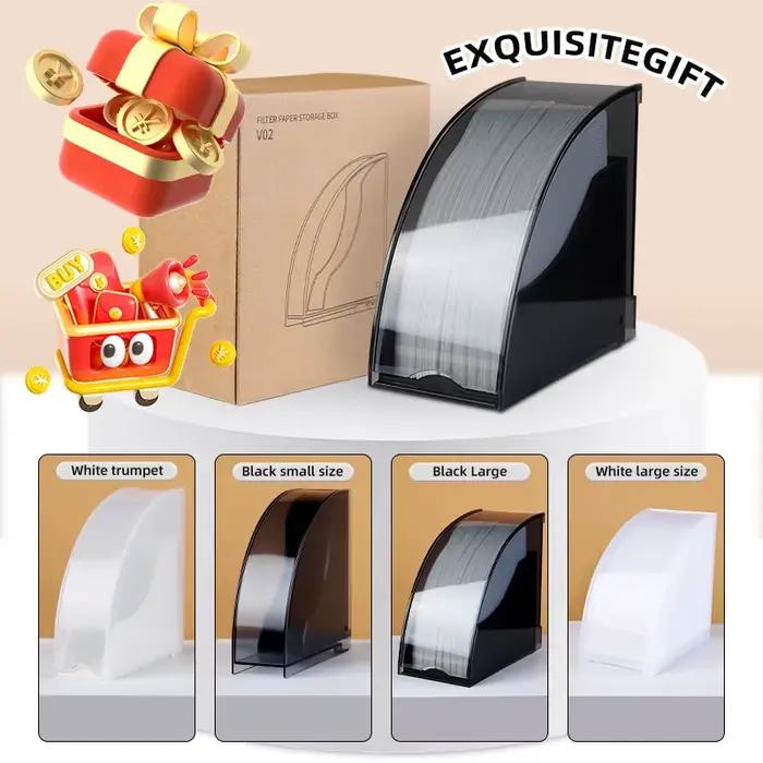 Papier filtre à café en forme d'éventail, barre anti-poussière, support de rangement, boîte en papie