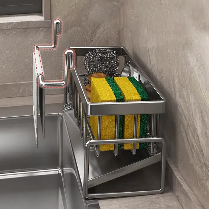 Égouttoir d'évier de cuisine, support de rangement en plastique à drainage automatique, étagère d'év