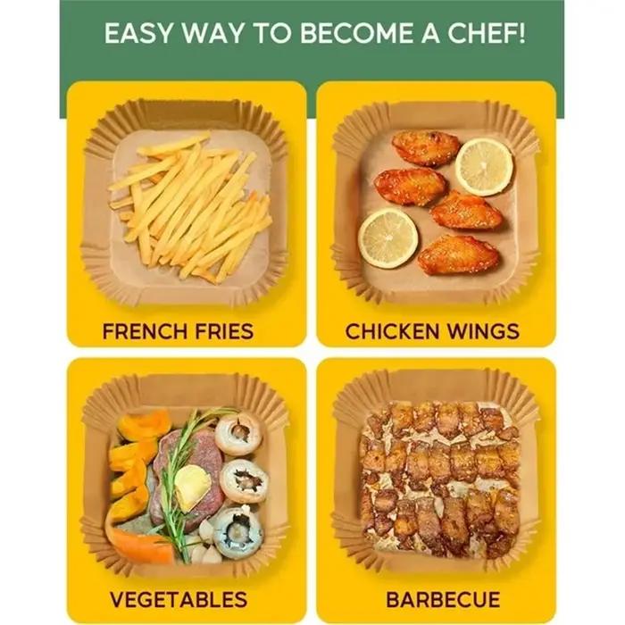 Papier antiadhésif pour friteuse à air pour poulet, doublure en papier, plaque de cuisson, beaucoup