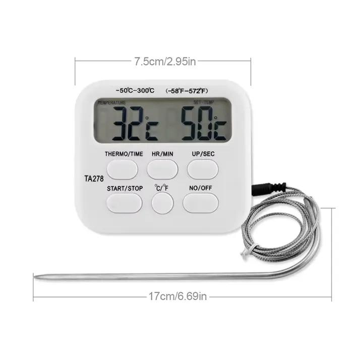 Therye.com-Minuterie de cuisine numérique, sonde en acier inoxydable, viande, barbecue, température 