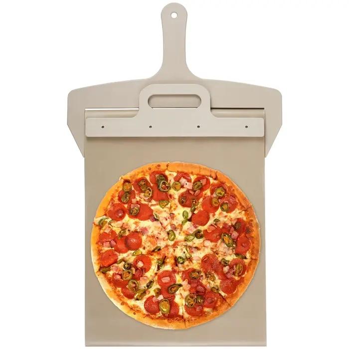 Pelle à pizza portable antiadhésive avec glissière en tissu haute température, pelle de cuisine pour