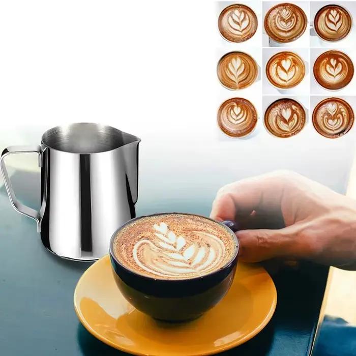 Pichet à café et lait en acier inoxydable, expresso à la vapeur, Barista Latte, mousseur, tasse, Cap