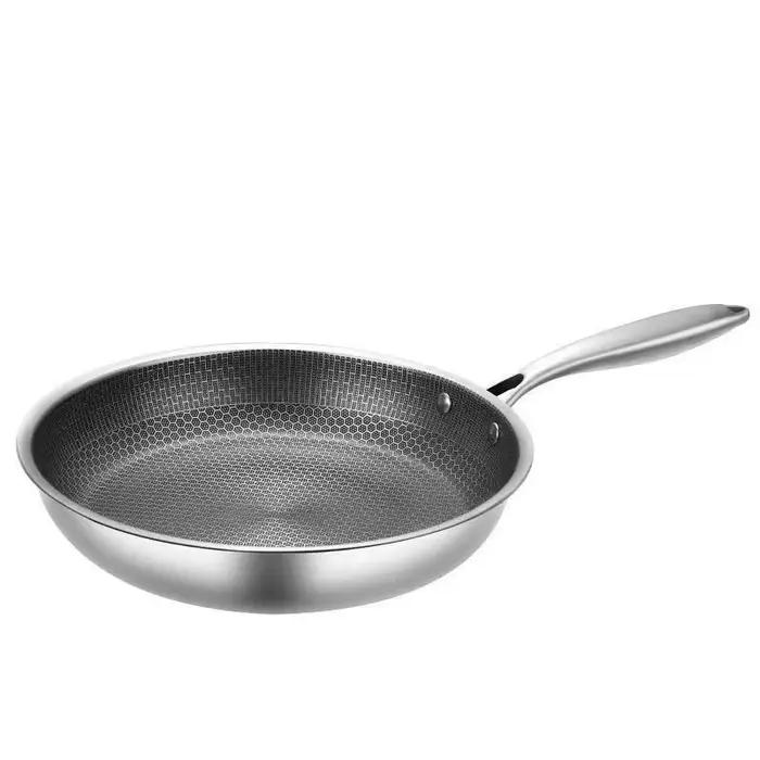 Poêle à frire en nid d'abeille en acier inoxydable, 26/28/30cm, poêle antiadhésive Non revêtue, marm