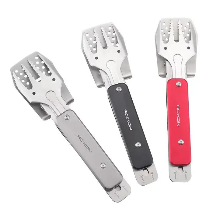 Roxon – Mini ensemble d'outils de Barbecue 4 en 1, avec spatule, fourchette, pinces, ouvre-bouteille