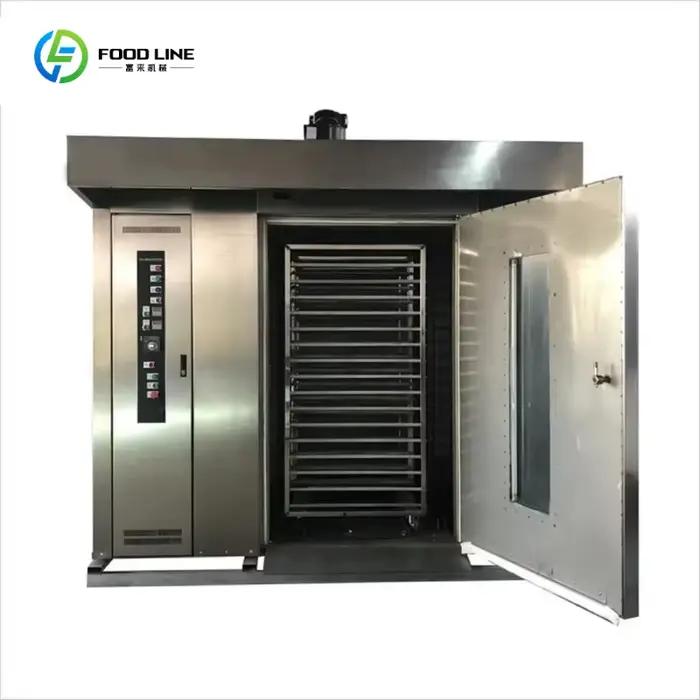 Four rotatif électrique/gaz à 32 plateaux avec double mode de commande, haute productivité, en acier