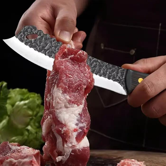 Lame opaque en acier inoxydable, ustensile de cuisine fait main, Manche en bois, Chef cuisinier, Cou