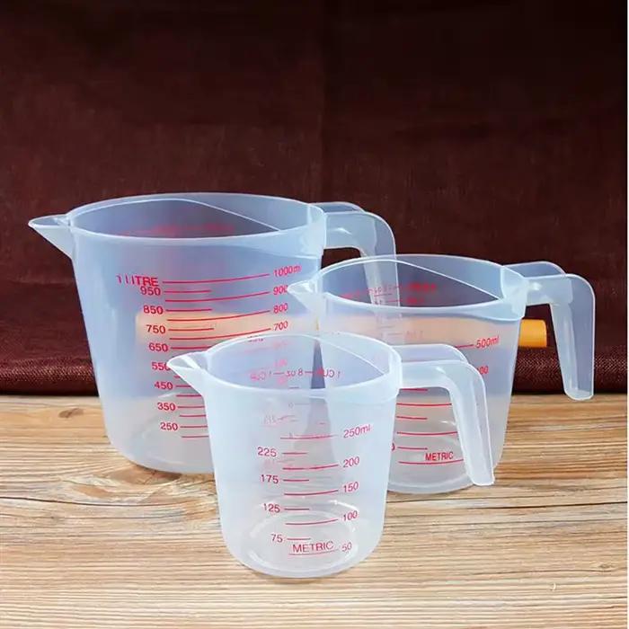 Tasses à mesurer pour liquide de cuisson, 3 pièces, 250/500/1000ml, tasse à échelle en PVC, bécher e