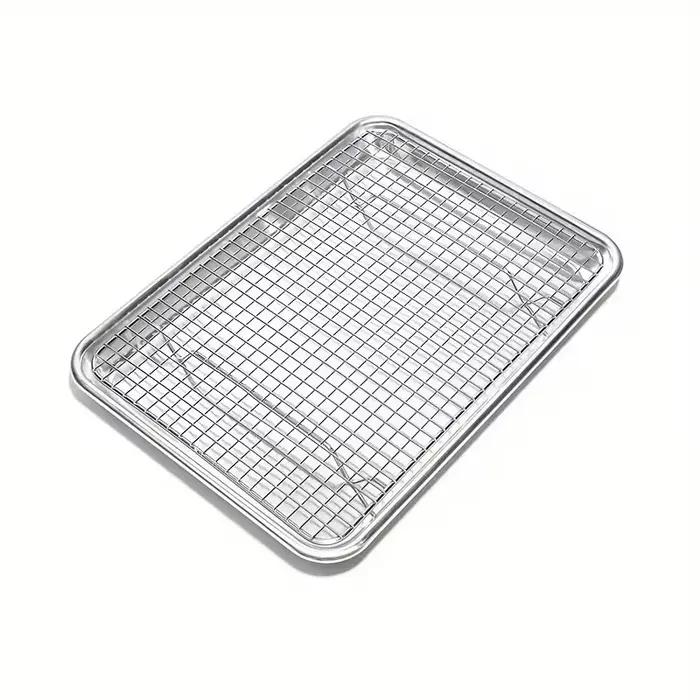 Ensemble plaque de cuisson et grille, en acier inoxydable 304, plaques à biscuits, plateaux de cuiss