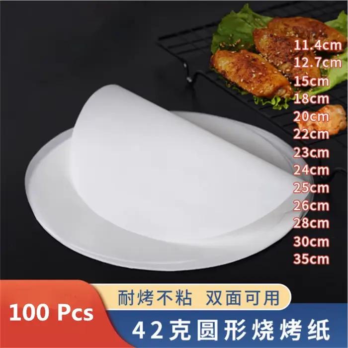 Papier rond Double face en Silicone, 100 pièces, papiers antiadhésifs pour four à Barbecue, revêteme