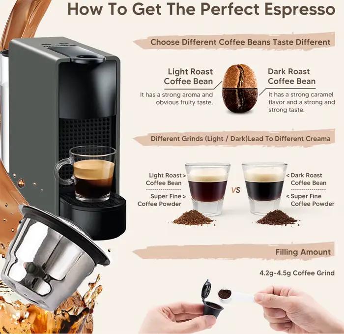 Capsules de café réutilisables pour Nespresso, filtre à café en acier inoxydable, expresso Crema, no