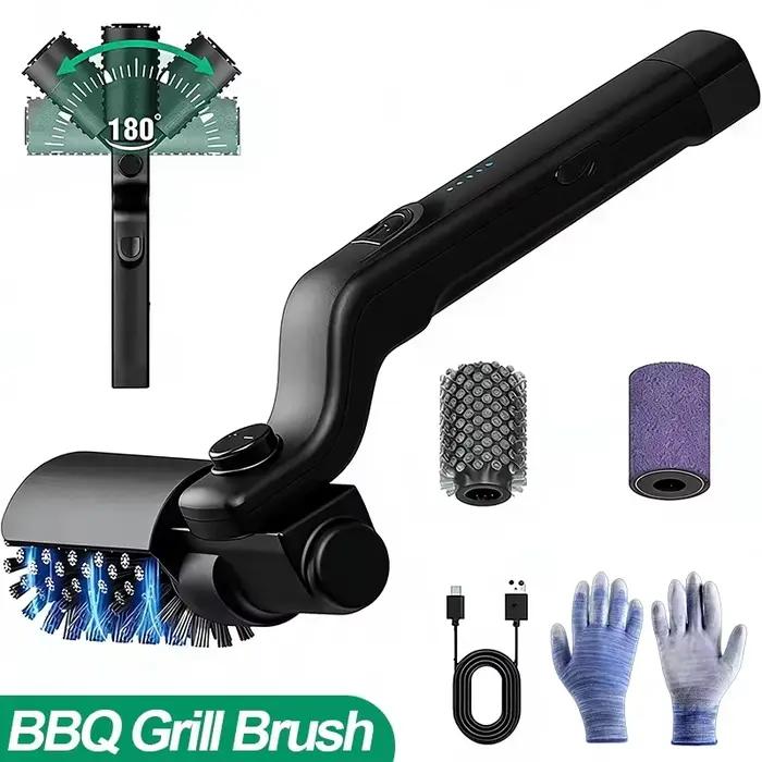 Brosse électrique pour barbecue 2600 mAh, brosse de nettoyage sans fil rechargeable avec tête en aci