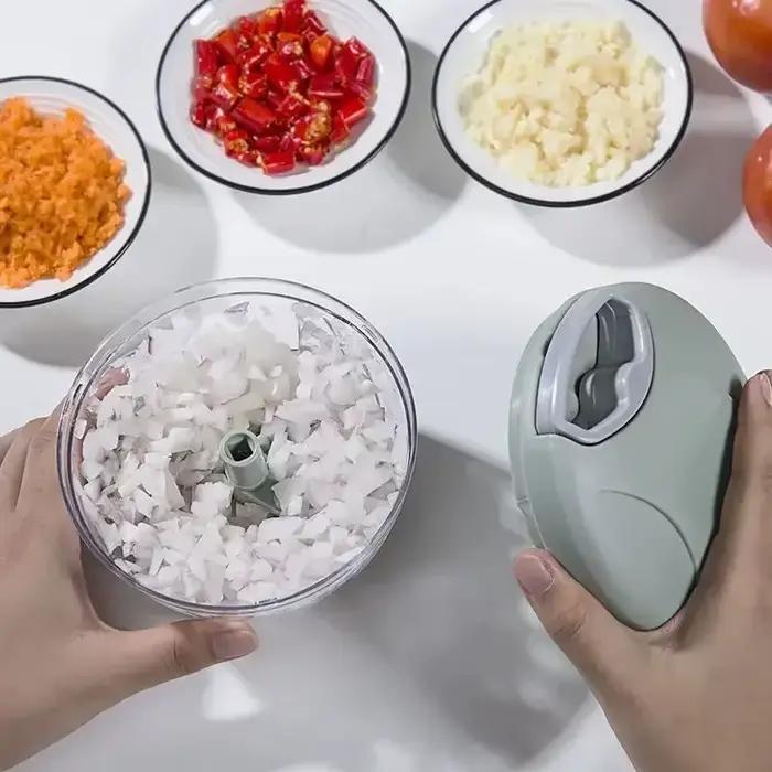 Hachoir à ail manuel rotatif 500/900ML, coupe-légumes, trancheur de fruits et d'ail, Gadget de cuisi