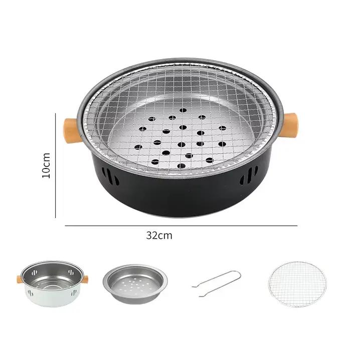 Nouveau barbecue coréen en acier inoxydable, réchaud à charbon de bois avec grille antiadhésive pour