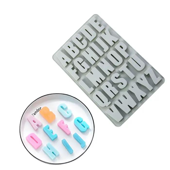 Moule à gâteau en Gel de silice, 26 lettres majuscules, 26 trous, pour chocolat, bricolage, grandes 
