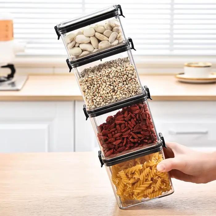 Ensemble de Bocaux Scellés en Plastique pour Assaisonnement Domestique, Boîte de Rangement Étanche à