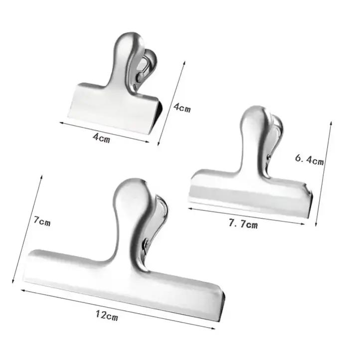 Clips de sac en acier inoxydable pour aliments, métal argenté, pinces alimentaires, pinces à papier 