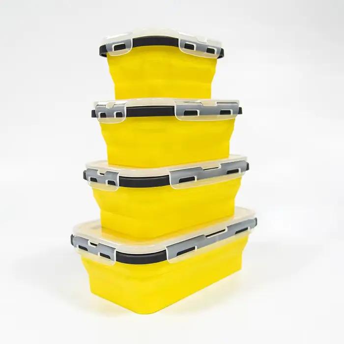 Boîte à déjeuner pliante en Silicone, 1 pièce, carrée de qualité alimentaire, Portable, four à micro