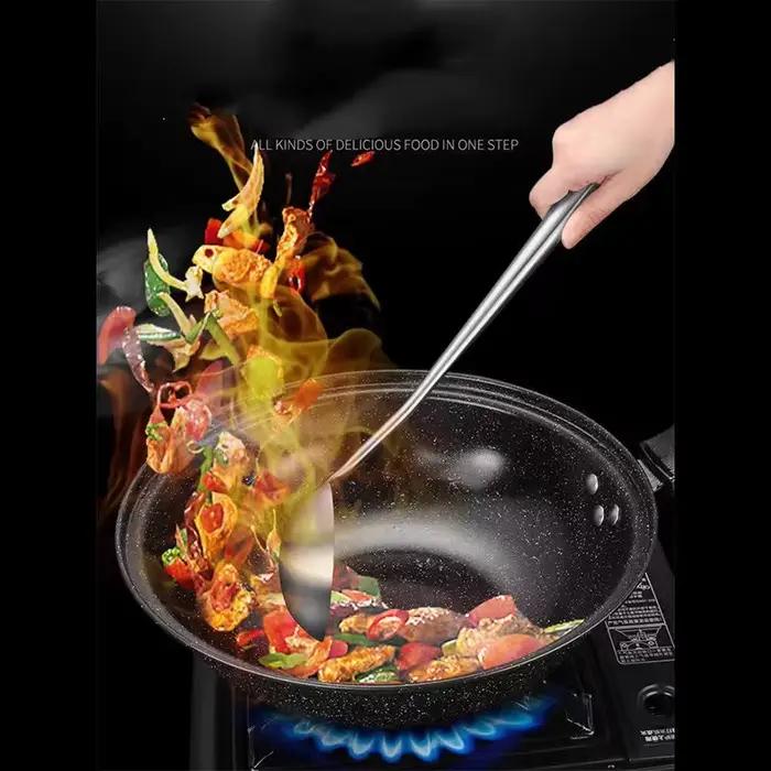 Spatule Wok en acier inoxydable 304, accessoires de cuisine en métal, tourneur fendu, cuillère à riz