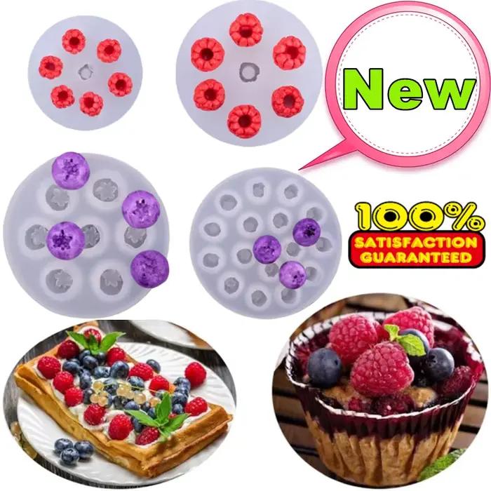 Moule 3D en Silicone pour bougie de fruits, Simulation de myrtille et de framboise, Fondant, bricola