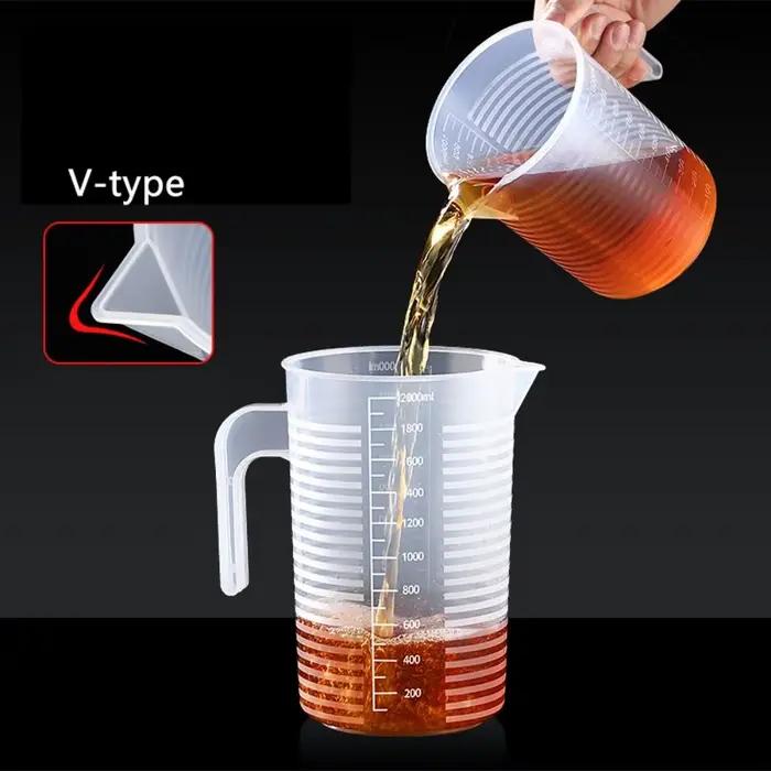 Tasse à mesurer graduée transparente, tasse à mélanger transparente en plastique, grande capacité av
