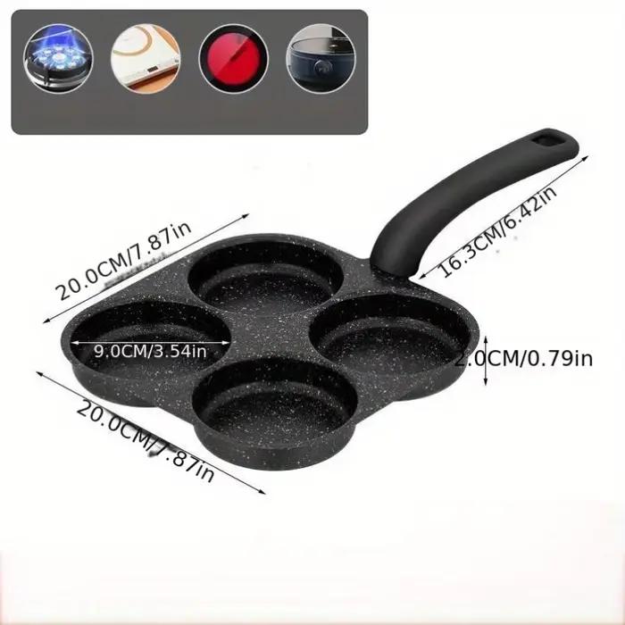 Poêle à œufs antiadhésive, poêle à crêpes 4 cavités, ustensile de cuisson pour crêpes et œufs, compa