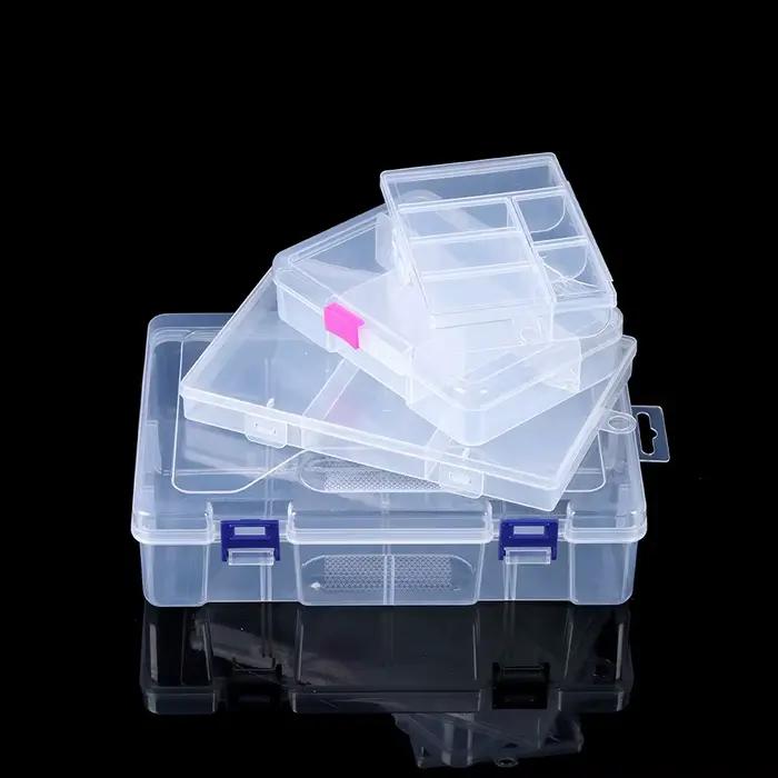 Boîte de rangement en plastique transparent, petite boîte carrée multi-styles pour bijoux, broderie 