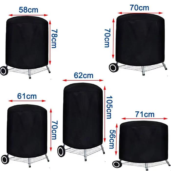Couverture de gril d'extérieur ronde noire, housse de Protection pour poêle à foyer, pour barbecue, 