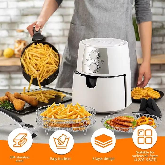 Support de friteuse à Air à 3 couches, empilable, en acier inoxydable 304, pour four, gril, cuiseur 