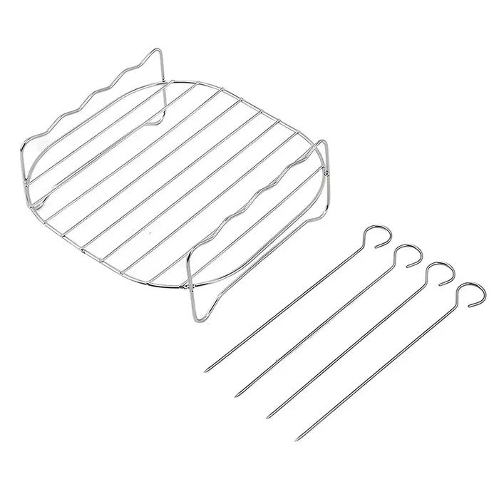 Accessoires pour friteuse électrique à air, gril à double couche en acier inoxydable T1 avec 4 pics 