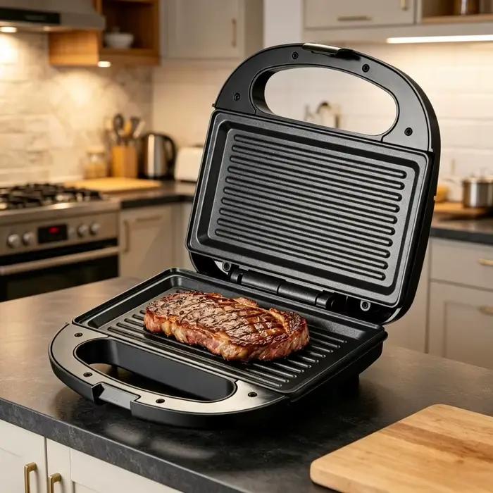 Machine à sandwichs et presse à griller 2 tranches en acier inoxydable 750W, antiadhésive, pour sand
