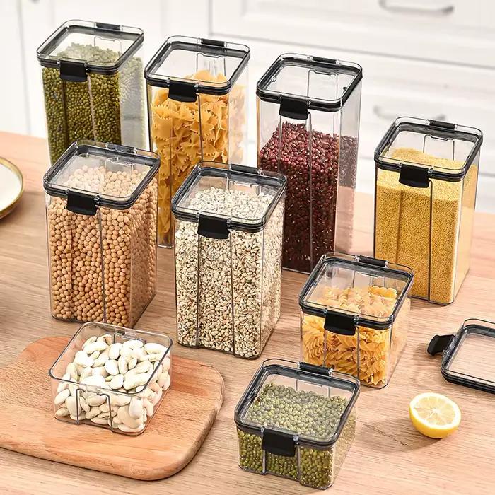 Ensemble de Bocaux Scellés en Plastique pour Assaisonnement Domestique, Boîte de Rangement Étanche à
