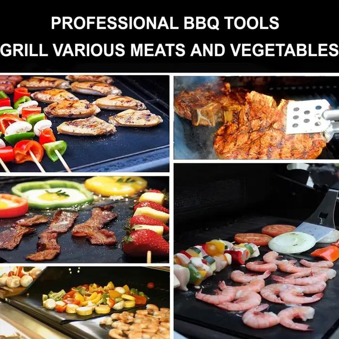 Tapis de gril de Barbecue tapis antiadhésif tapis de gril résistant à la chaleur cuisson en plein ai