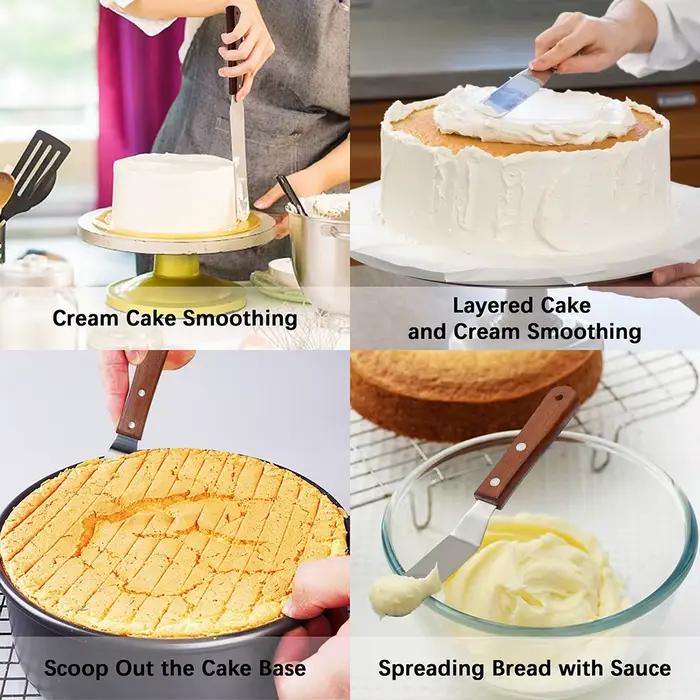 Spatule plus lisse 4/6/8/10 pouces, couteau à gâteau en acier inoxydable avec manche en bois, crème 