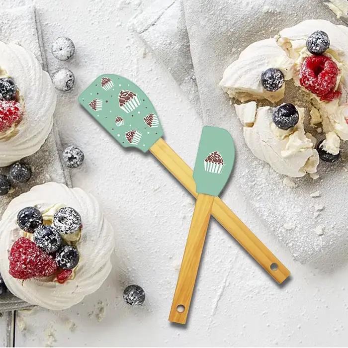 Spatule à crème en Silicone blanc, mélangeur de pâtisserie antiadhésif, manche en bois, grattoir de 