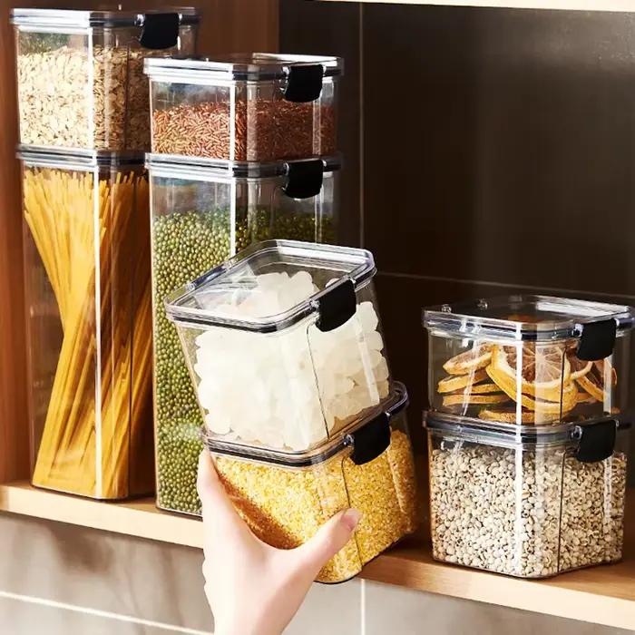 Ensemble de Bocaux Scellés en Plastique pour Assaisonnement Domestique, Boîte de Rangement Étanche à