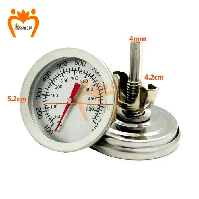 Thermomètre de barbecue en acier inoxydable, pour gril de fumeur, jauge de température, thermomètre 