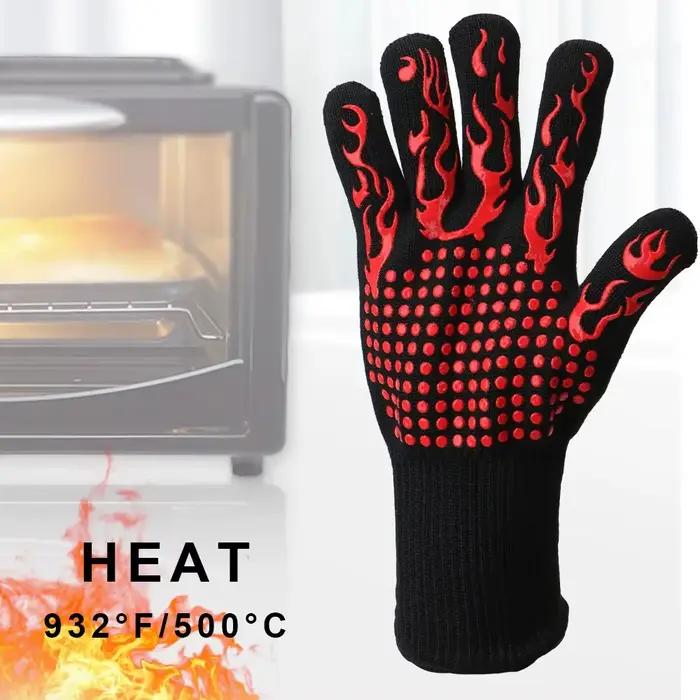 300-500 Centigrades BBQ gants de feu ignifuge antidérapant ignifuge extrêmement résistant à la chale