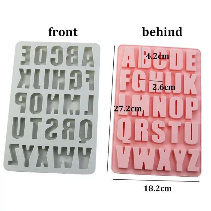 Moule à gâteau en Gel de silice, 26 lettres majuscules, 26 trous, pour chocolat, bricolage, grandes 