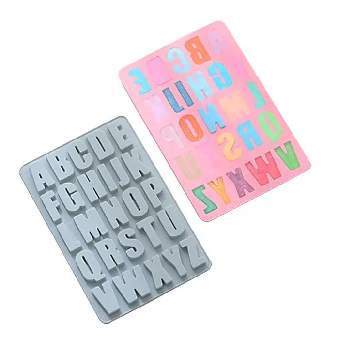 Moule à gâteau en Gel de silice, 26 lettres majuscules, 26 trous, pour chocolat, bricolage, grandes 