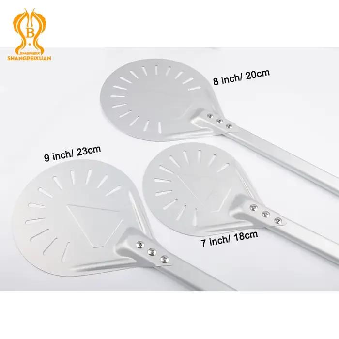 SHANGPEIXUAN Spatule à pizza perforée à long manche de 7/8/9 pouces, pelle à pizza en aluminium avec