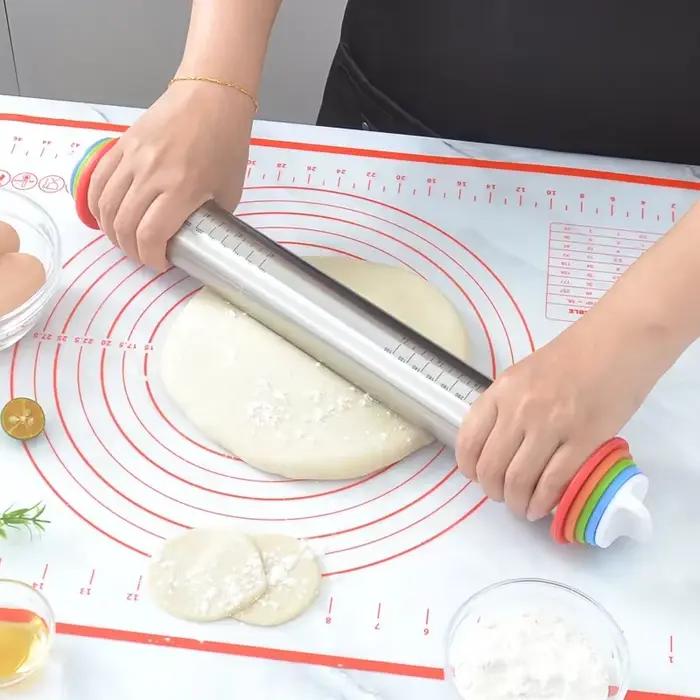 Rouleau à pâtisserie réglable, anneau amovible, tapis de pâte, rouleau de pâte, acier inoxydable, ta