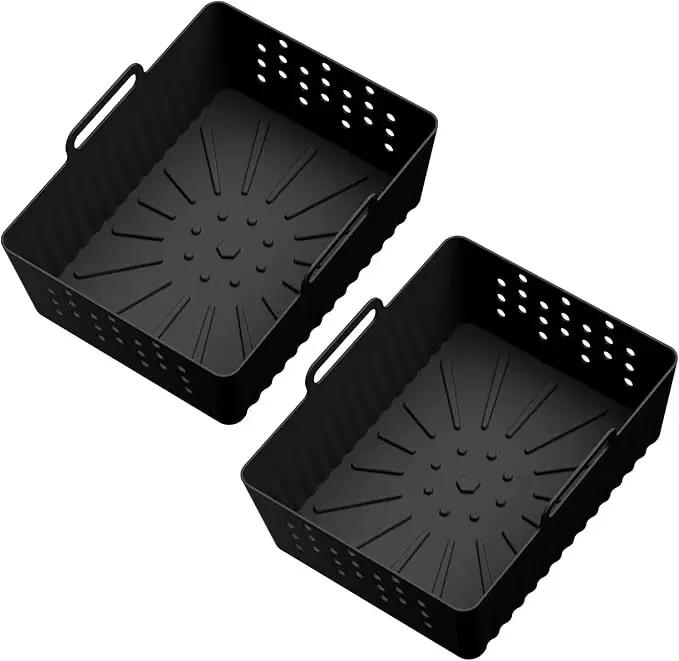 Doublures en Silicone pour friteuse à Air, 2 pièces, réutilisables, conception ventilée, poulet rôti