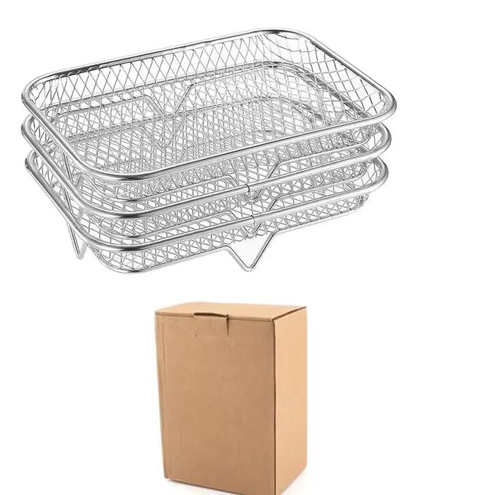 Grille de friteuse à air à 3 niveaux en acier inoxydable, panier de déshydratation alimentaire empil