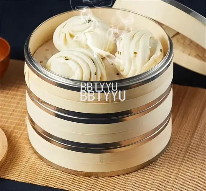 Ensemble de paniers vapeur en bambou avec couvercle pour cuisson