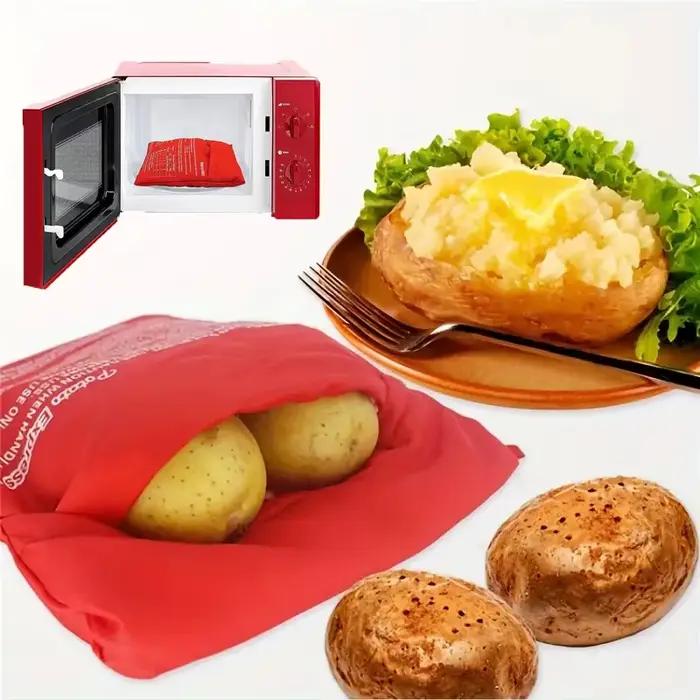 Sac de cuiseur de pommes de terre réutilisable pour micro-ondes en plastique PP lavable en machine pour préparation facile et durable des légumes à cuire au four pour diverses occasions